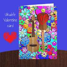 Ukulele Music Mod Flowers Happy Valentine's Day