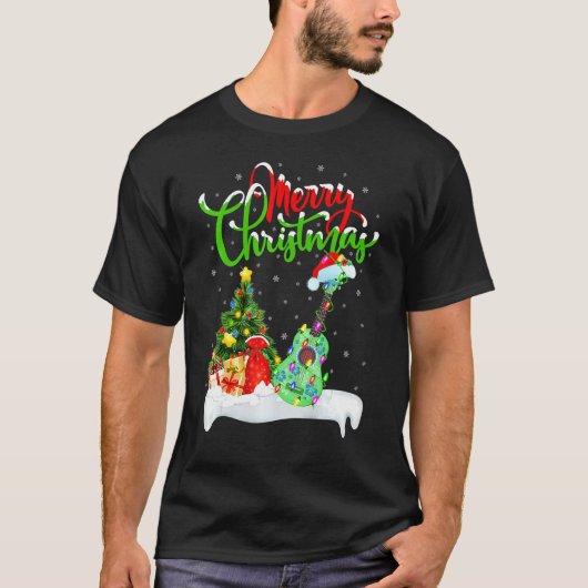 Ukulele Music Xmas Lighting Santa Ukulele Christma T-shirt (Voorkant)