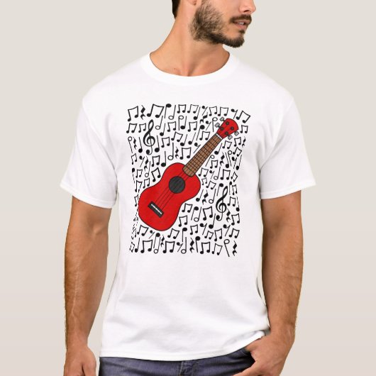 Ukulele Musical Notities Uke Speler Muzikant T-shirt (Voorkant)