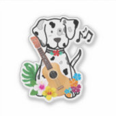 Ukulele muziek grappige hond sticker (Voorkant)