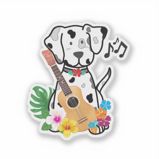 Ukulele muziek grappige hond sticker (Voorkant)