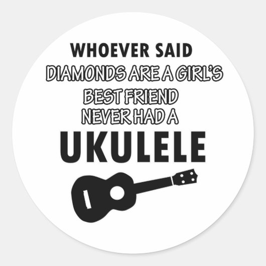 Ukulele muziekinstrument design ronde sticker (Voorkant)