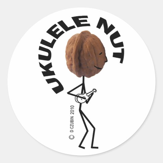Ukulele Nut Ronde Sticker (Voorkant)