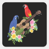 Ukulele Parrot Vierkante Sticker (Voorkant)