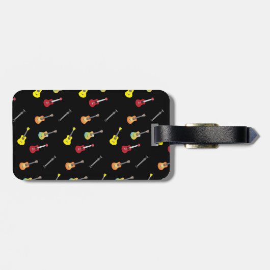 Ukulele Pattern Aangepaste naam Musical Bagagelabel (Achterkant horizontaal)