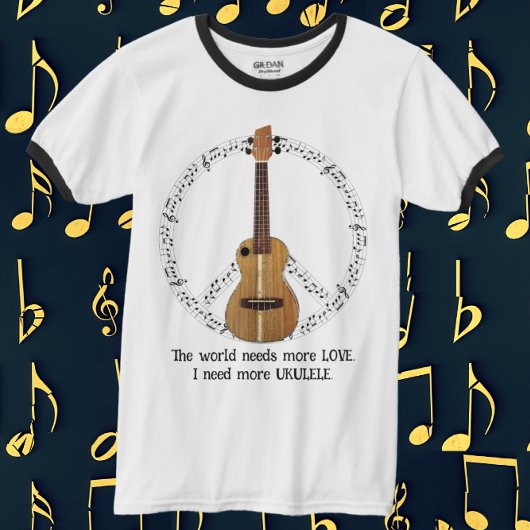 Ukulele Peace Sign World Needs Love T-shirt