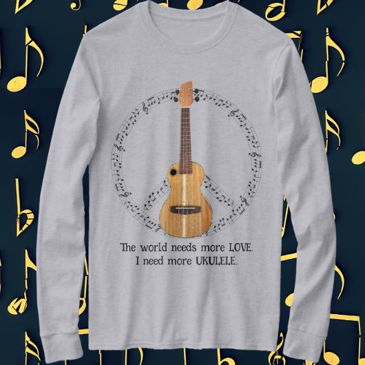 Ukulele Peace Sign World Needs Love T-shirt