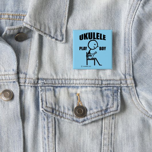 Ukulele Play Boy Vierkante Button 5,1 Cm (In situ)