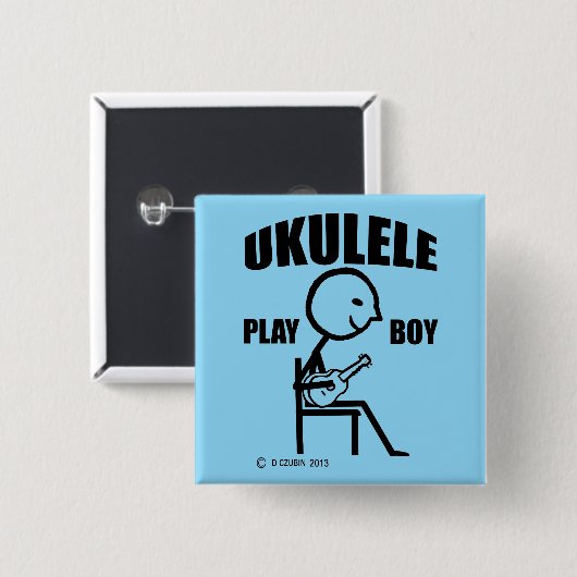 Ukulele Play Boy Vierkante Button 5,1 Cm (Voorkant /achterkant)