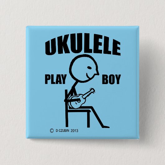 Ukulele Play Boy Vierkante Button 5,1 Cm (Voorkant)