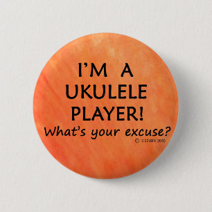 Ukulele Player Excuseert u Ronde Button 5,7 Cm