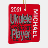 Ukulele Player Extraordinaire CUSTOM Keramisch Ornament (Rechts)
