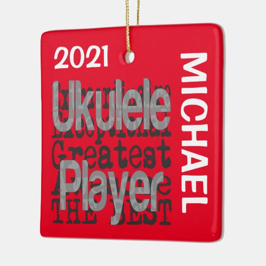 Ukulele Player Extraordinaire CUSTOM Keramisch Ornament (Links)