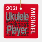 Ukulele Player Extraordinaire CUSTOM Keramisch Ornament (Achterkant)