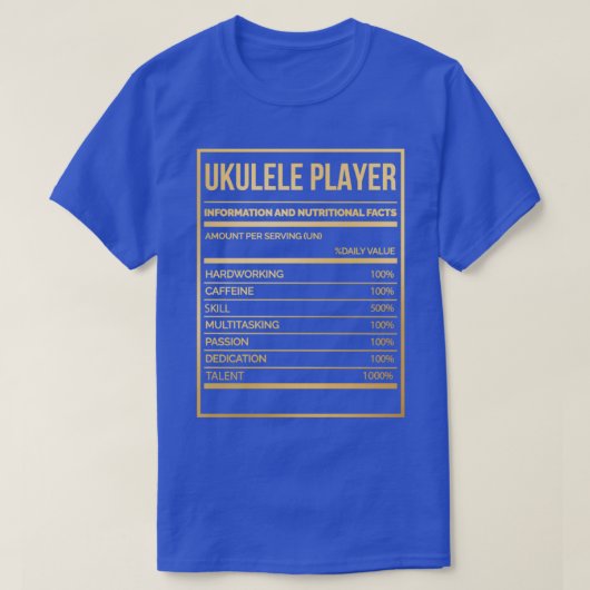 Ukulele Player Funny Ukulele Nutrielabel in Go T-shirt (Design voorkant)
