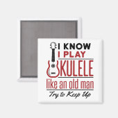 Ukulele Player Old Man Funny Quote Uke Magneet (Voorkant / Achterkant)