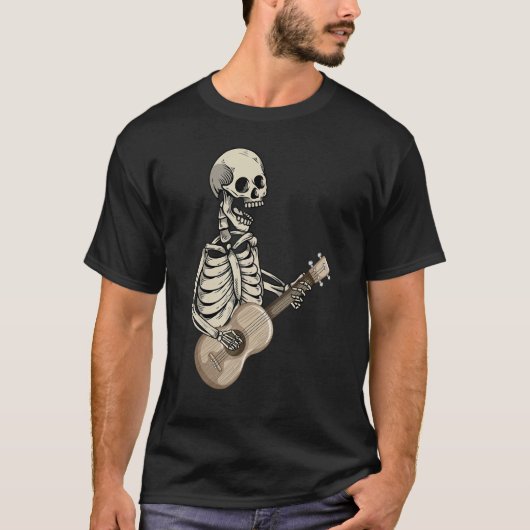 Ukulele Player Retro Skull Skeleton Ukulele Guitar T-shirt (Voorkant)