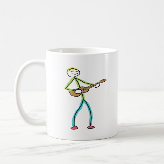 Ukulele Playing Stickman Koffiemok (Links)