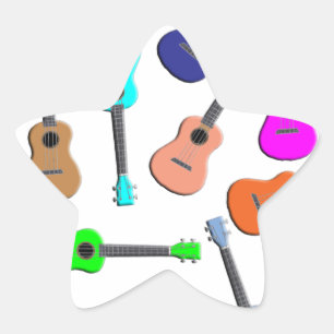 Ukulele Rainbow Ster Sticker