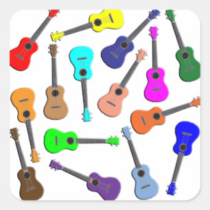 Ukulele Rainbow Vierkante Sticker