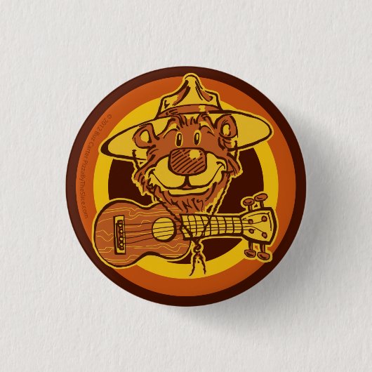 Ukulele Rangers "Beer + Uke" Cartoon Mini-Button Ronde Button 3,2 Cm (Voorkant)