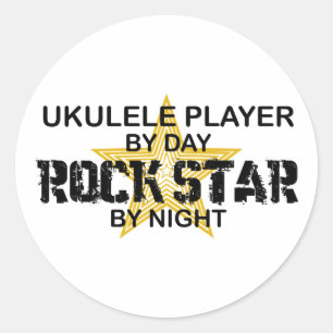 Ukulele Rock Star by Night Ronde Sticker