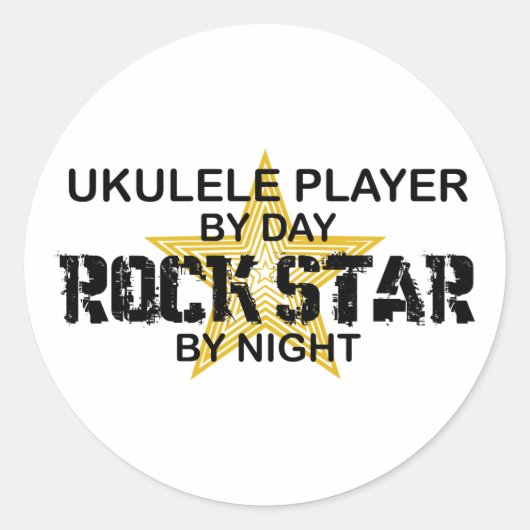 Ukulele Rock Star by Night Ronde Sticker (Voorkant)