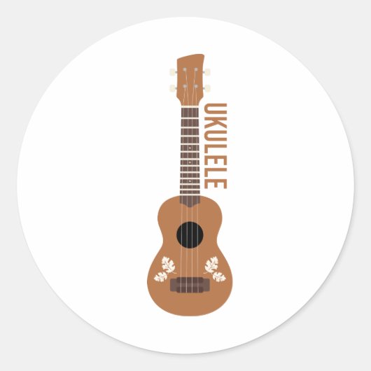 Ukulele Ronde Sticker (Voorkant)
