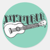 Ukulele Ronde Sticker (Voorkant)