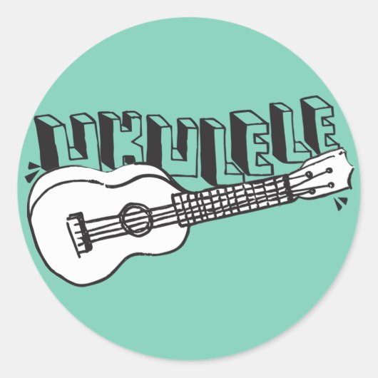 Ukulele Ronde Sticker (Voorkant)