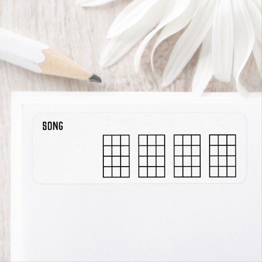 Ukulele Song Chord Chart 4 Frets Black Sjabloon Etiket (Insitu)