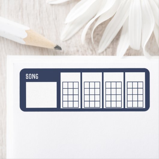 Ukulele Song Chord Chart 4 Frets Blue Sjabloon Etiket (Insitu)