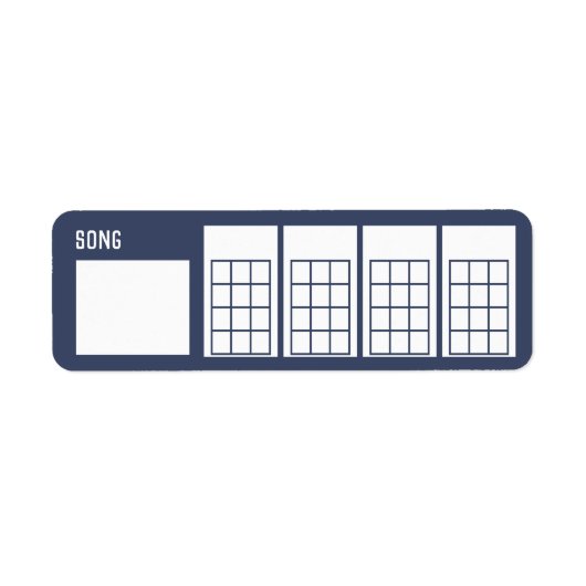 Ukulele Song Chord Chart 4 Frets Blue Sjabloon Etiket (Voorkant)