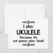 Ukulele - Speelt Zelf Grappige Deco Muziek Briefkaart (Voorkant / Achterkant)