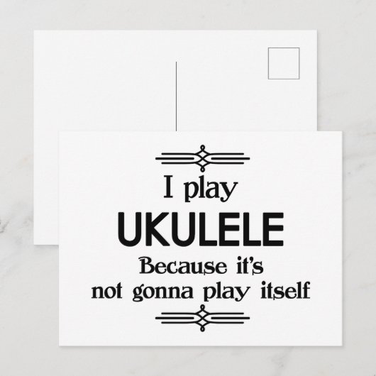 Ukulele - Speelt Zelf Grappige Deco Muziek Briefkaart (Voorkant / Achterkant)