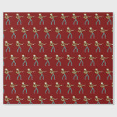 Ukulele spelende Stickman Cadeaupapier (Vlak)