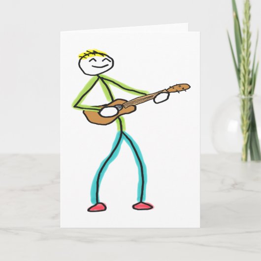 Ukulele spelende Stickman Kaart (Voorkant)
