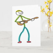 Ukulele spelende Stickman Kaart (Gele Bloem)