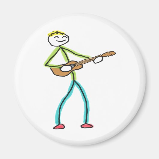 Ukulele spelende Stickman Magneet (Voorkant)