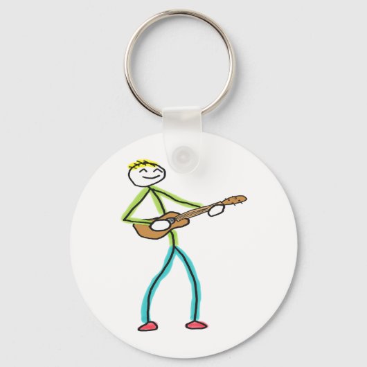 Ukulele spelende Stickman Sleutelhanger (Voorkant)