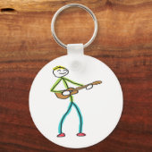 Ukulele spelende Stickman Sleutelhanger (Voorkant)