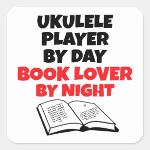 Ukulele speler houdt van lezen vierkante sticker