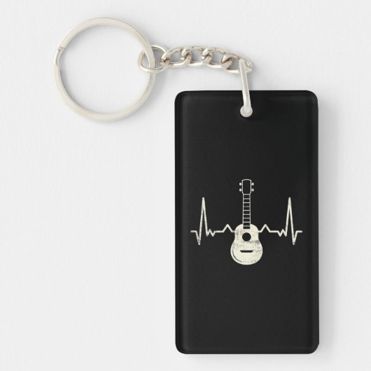 Ukulele speler I hart Ukulele Sleutelhanger (Voorkant)