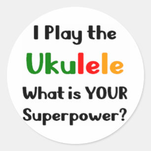 ukulele speler ronde sticker