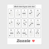 Ukulele Sticker van het Sord | Beginnende koorden (Vel)