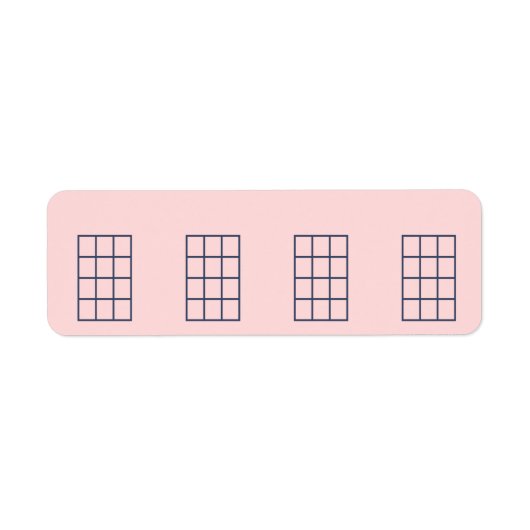 Ukulele Stickers Chord Chart 4 Frets Navy & Blush (Voorkant)