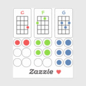 Ukulele Stickers voor het Leren van snoeren | C F (Vel)