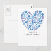 Ukulele Sweet Heart Briefkaart (Voorkant / Achterkant)