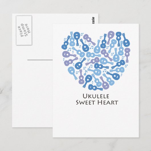 Ukulele Sweet Heart Briefkaart (Voorkant / Achterkant)