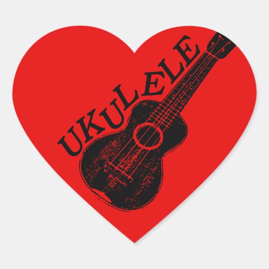 Ukulele tekst en Afbeelding Hart Sticker (Voorkant)
